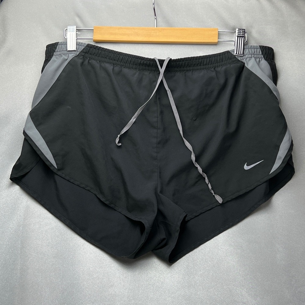 Nike Mens Split-Leg Fit Dry Running Shorts Black Grey Size Medium Brief Liner
